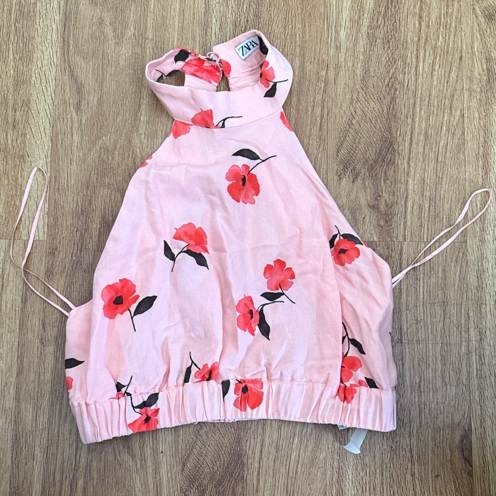 Zara Pink Floral Sleeveless Top